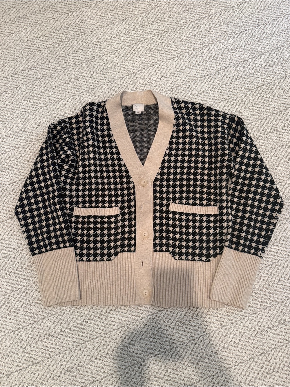 a new day Black & Beige Houndstooth Cardigan